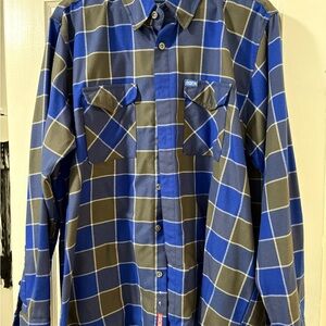 DIXXON The Layback Blue and Gray Plaid Men's Shirt